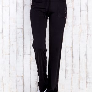 Wholesale Black sweatpants with drawstring and sewn pocket