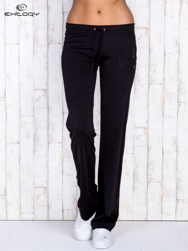 Wholesale Black sweatpants with drawstring and sewn pocket