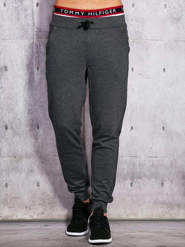 Wholesale Men's sweatpants graphite with stripes