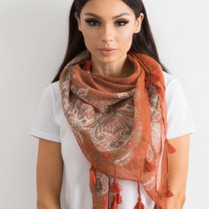 Wholesale Light brown wrap with print and fringes