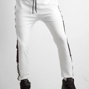 Wholesale White men's sweatpants with stripes