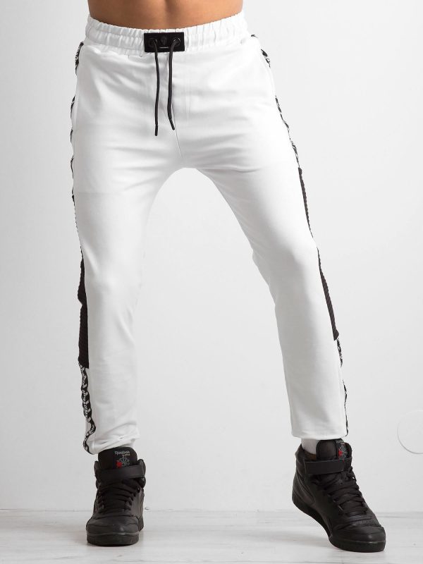 Wholesale White men's sweatpants with stripes