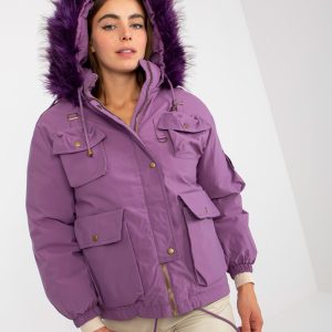 Wholesale Purple down winter jacket with pockets