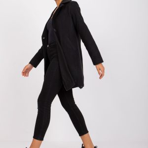 Wholesale Black women's coat with pockets Louise RUE PARIS