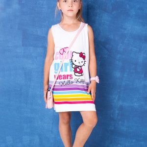 Wholesale White dress for girl HELLO KITTY