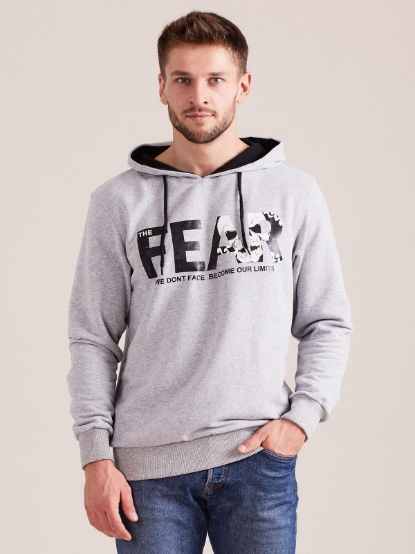 Wholesale Men's Hoodie and Print Grey