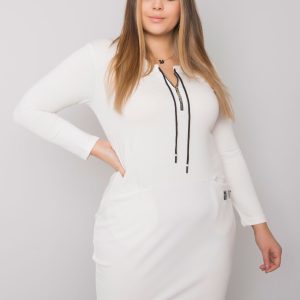 Wholesale Ecru dress plus size with pockets Alessia