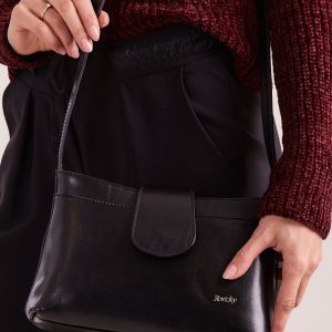 Wholesale Small leather handbag with detachable strap black