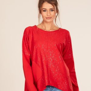 Wholesale Red oversize blouse with pockets