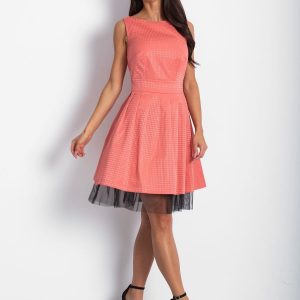 Wholesale Coral dress with tulle trim