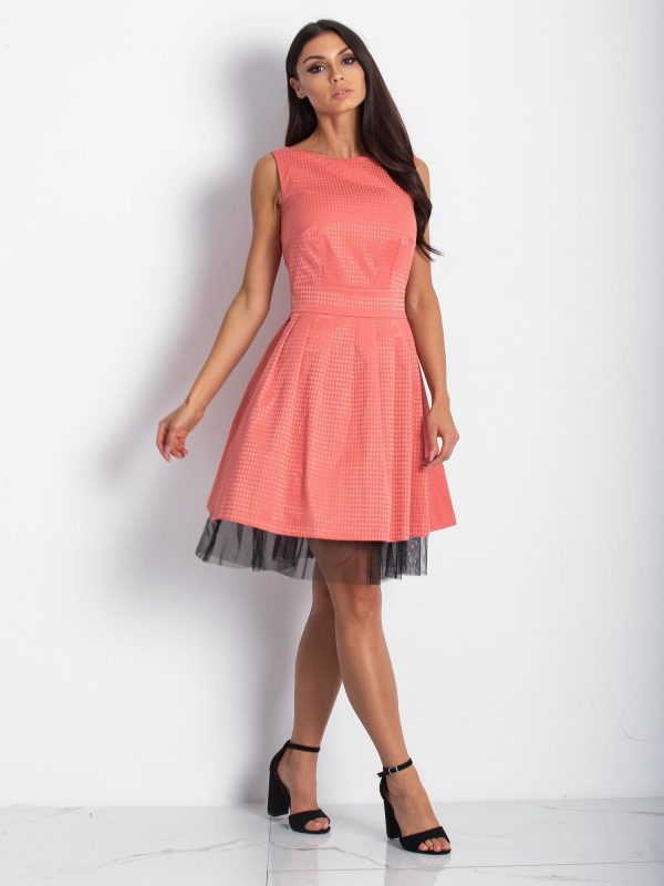 Wholesale Coral dress with tulle trim