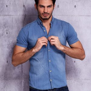 Wholesale Blue shirt for men in fine pattern