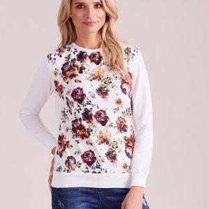 Wholesale White Vintage Floral Print Sweatshirt