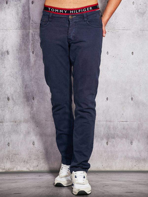 Wholesale Straight cut men's trousers navy blue