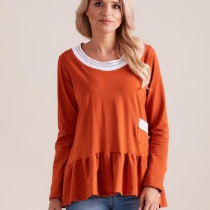 Wholesale Orange blouse with a basque