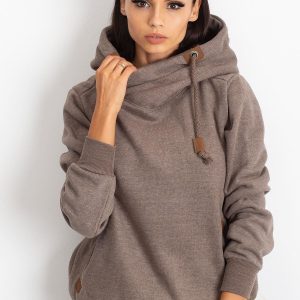 Wholesale Brown sweatshirt with leather trim