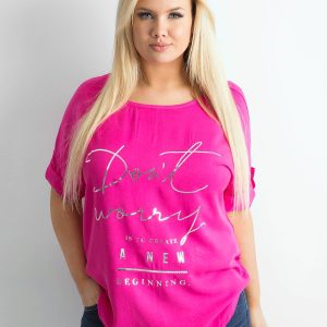 Wholesale Dark pink loose blouse with lettering