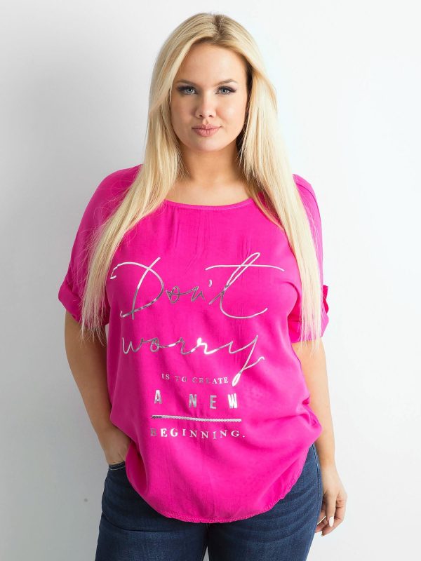 Wholesale Dark pink loose blouse with lettering