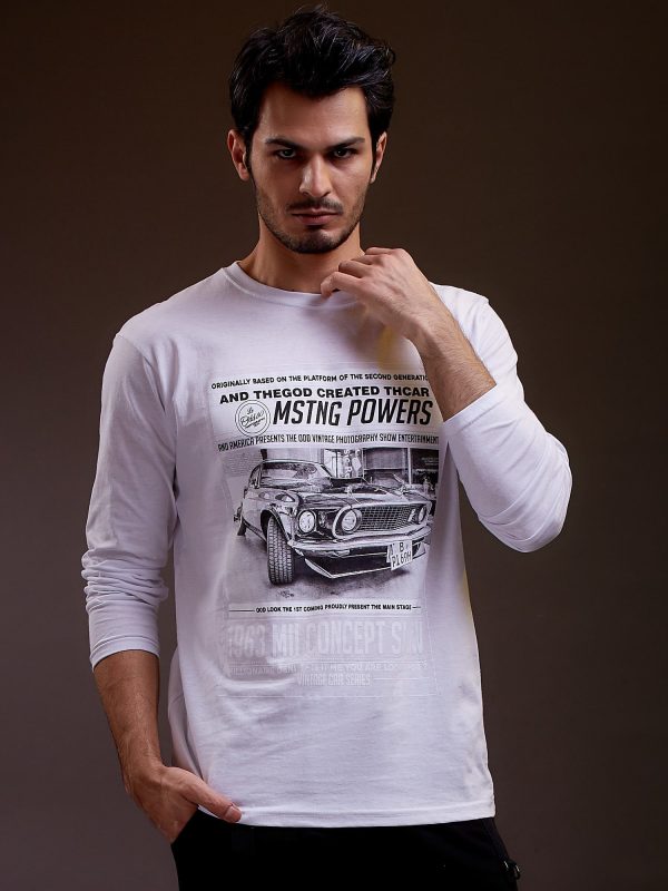 Wholesale Men's blouse with car print white