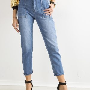 Wholesale Blue high-waisted boyfriend jeans