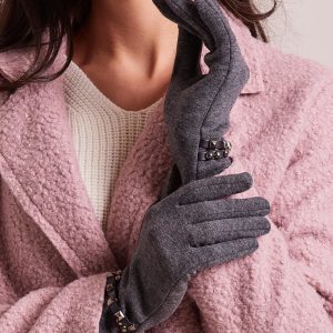 Wholesale Elegant Graphite Insulated Gloves with Studs