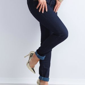 Wholesale Navy Blue Straight Leg Denim Pants