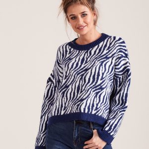 Wholesale Dark blue zebra sweater