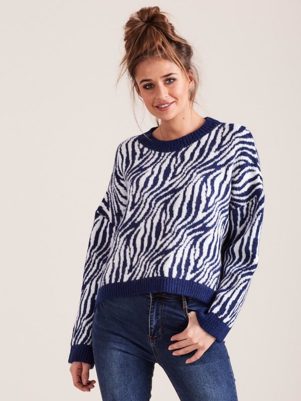 Wholesale Dark blue zebra sweater