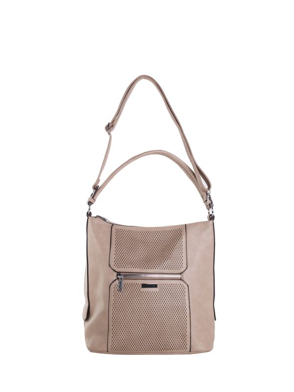 Wholesale Dunkelbeige geräumige Schultertasche mit abnehmbarem Riemen