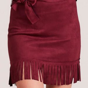 Wholesale Burgundy fringed skirt