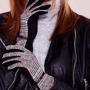 Wholesale Black and burgundy elegant gloves with pattern