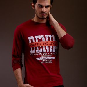 Wholesale Men's blouse with text print burgundy