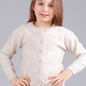 Wholesale Beige girl cardigan with pearls