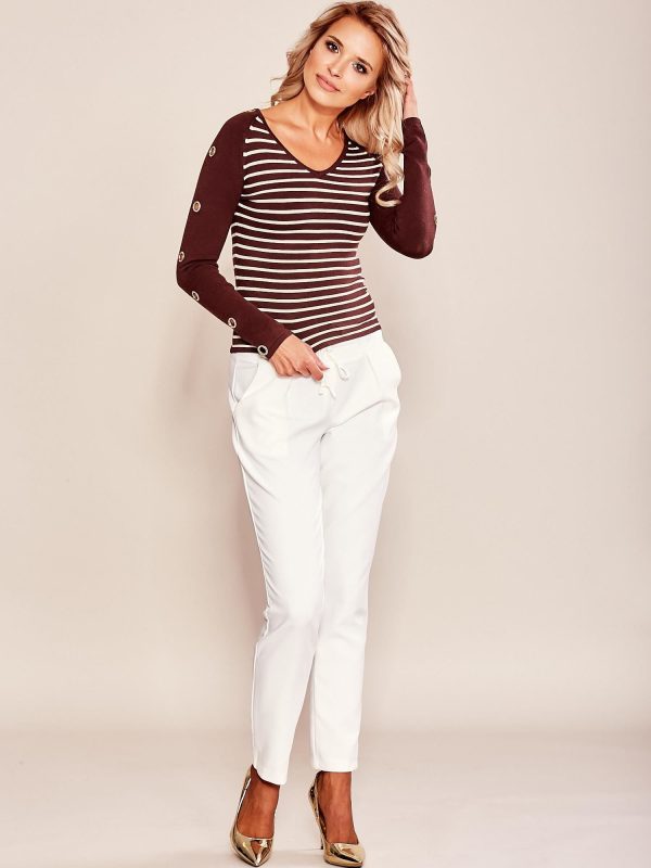 Wholesale Brown striped women's sweater