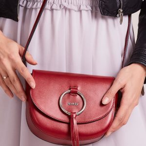 Wholesale Rounded leather handbag red