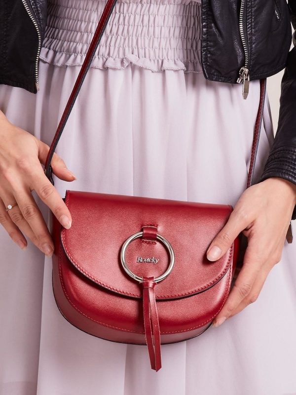 Wholesale Rounded leather handbag red