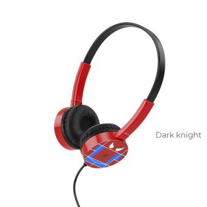 Wholesale HOCO W15 Colorful Headphones With Microphone And One-Button Control Soft Earmuffs Membrane 36mm Jack 3.5mm Black And Red Color