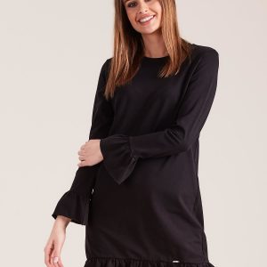 Wholesale Black Cotton Ruffle Dress