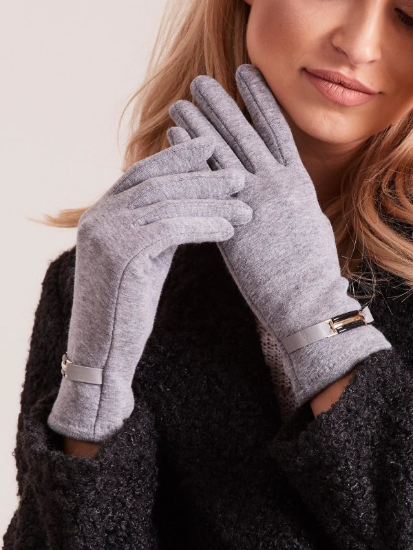 Wholesale Grey Women's Gloves With Buckle