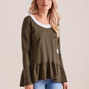 Wholesale Khaki blouse with basque