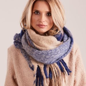 Wholesale Blue Knitted Checkered Scarf