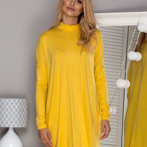 Wholesale Oversize tunic with half turtleneck yellow