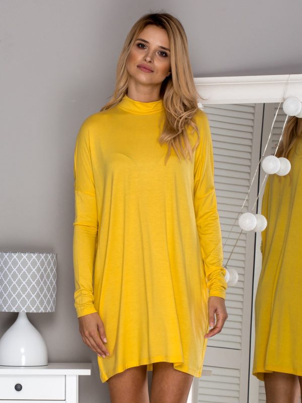 Wholesale Oversize tunic with half turtleneck yellow