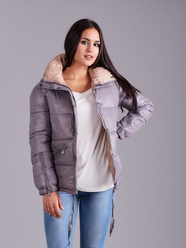 Wholesale Gray quilted jacket without hood