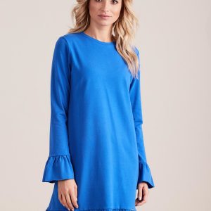 Wholesale Blue Cotton Ruffle Dress