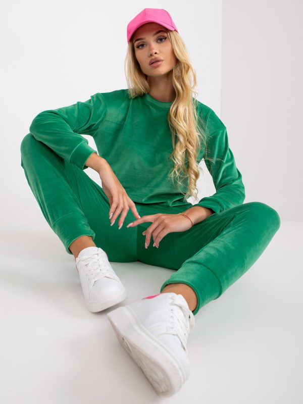 Wholesale Green women's velour set without hood Roksana