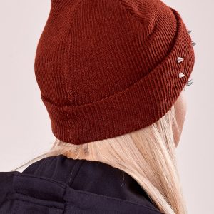 Wholesale Burgundy hat with spikes on the cuff