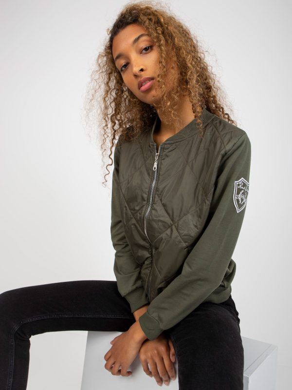 Wholesale Khaki women's bomber sweatshirt with quilting RUE PARIS