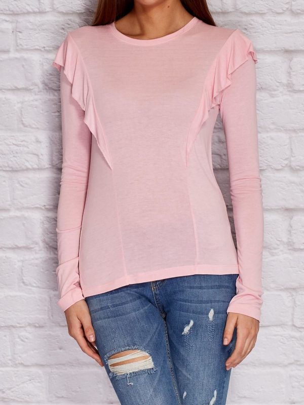 Wholesale Pink blouse with flounces