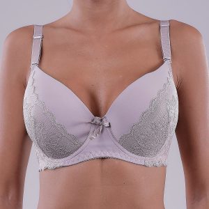 Wholesale Padded dark beige bra with lace